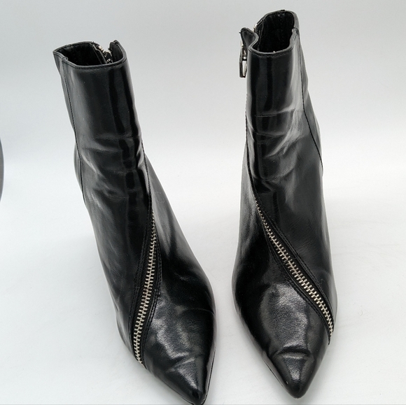 Bershka Black Patent Leather Pointy Toe Sillito Zip-up Bootie 36 US 5/6 - Picture 3 of 13